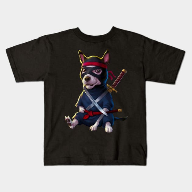 cute Ninja dog Kids T-Shirt by TshirtMA